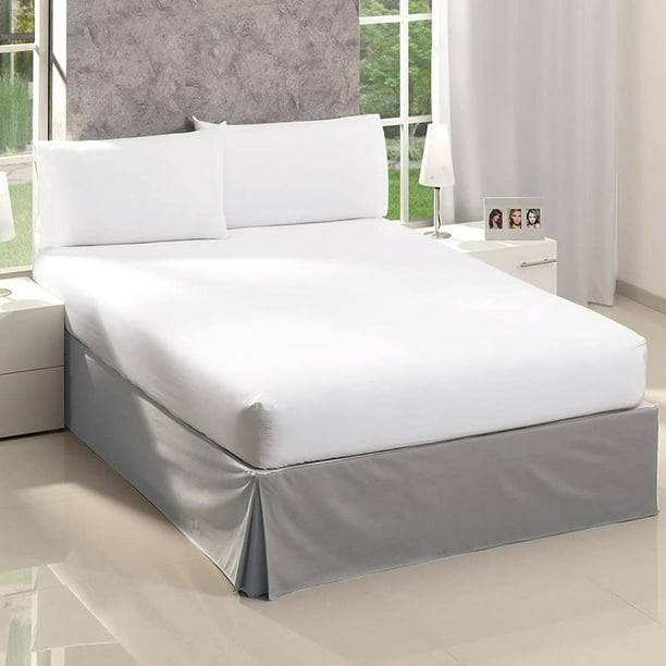Rodapié Vianney Gris glacial Rodapié para cama Individual