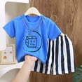 thumbnail image 2 of NAISIBABY Kids Boys Outfit Sets, Graphic Short Sleeve T-Shirt and Striped Shorts Fashion Casual Clothes 2-Piece Blue 6Months, 2 of 9
