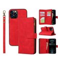 thumbnail image 4 of Wallet Case Compatible with iPhone 12 Pro Max,[6 Card Slots] [Wrist Strap] [Stand Feature] Detachable 2 in 1 Magnetic Zipper Leather Slim Cover Case for iPhone 12 Pro Max,6.7 inch Red, 4 of 7