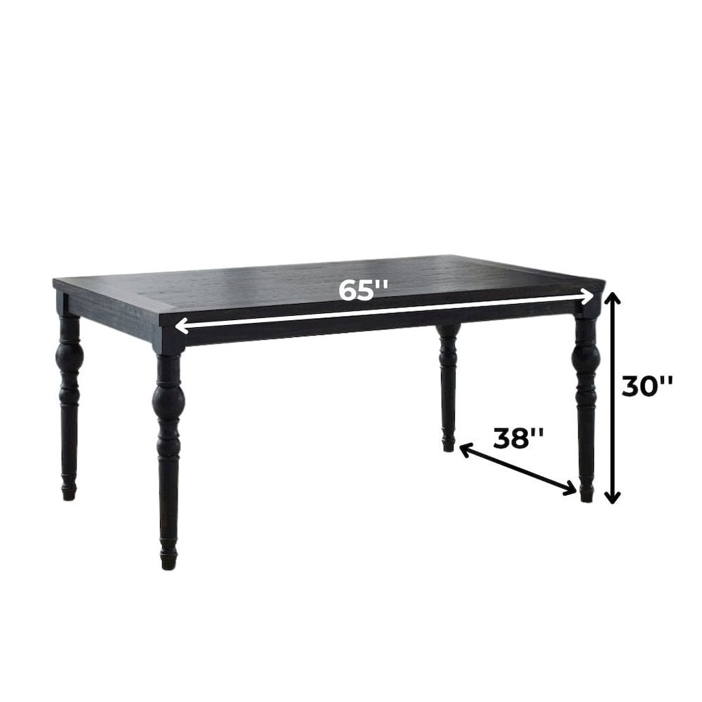 FurniFact Traditional Black Wooden Dining Table with Turned Legs for Kitchen Use