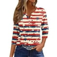 thumbnail image 2 of CHCNHAC Womens 4th Of July Shirts Trendy 4th Of July Printed Tops 4th Of July 3/4 Sleeve Button Down V-Neck Shirts Summer Loose Festival Shirts Red L, 2 of 6