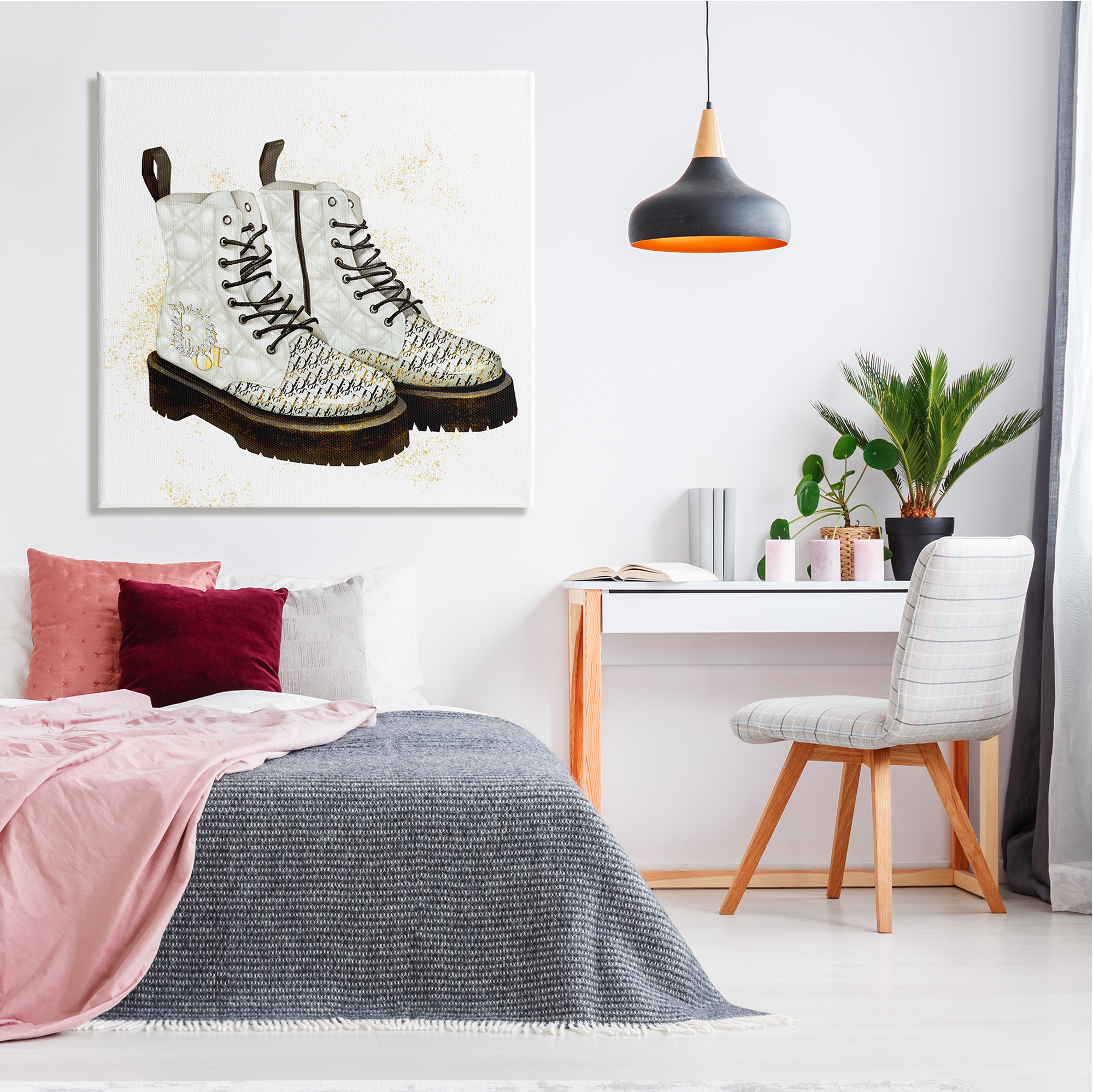 Ziwei Li Quilted Leather Fashion Boots 36" x 36" Painting Canvas Art Print, by Stupell Home Décor