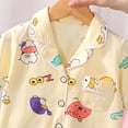 thumbnail image 3 of YDFCWXW Toddler Button Up Pajamas Summer Pjs Girls Boys 1-12 Years (Yellow, 9-10 Years), 3 of 4