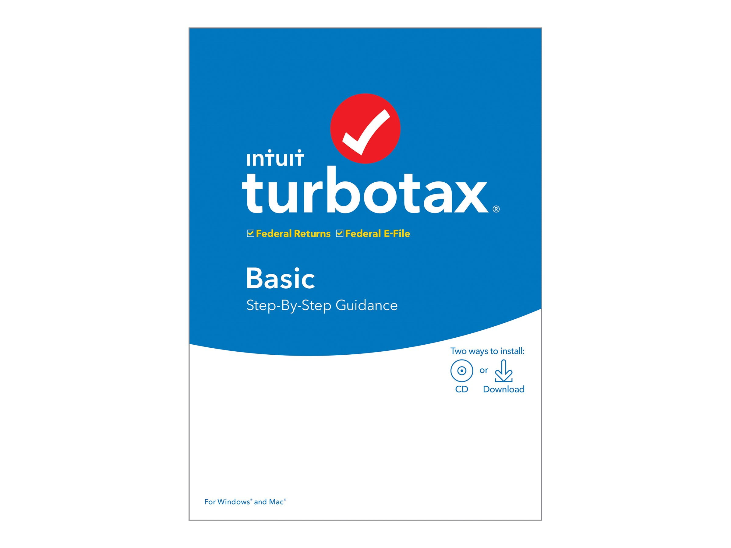 TurboTax Basic 2019 Box Pack CD Download Win Mac Walmart