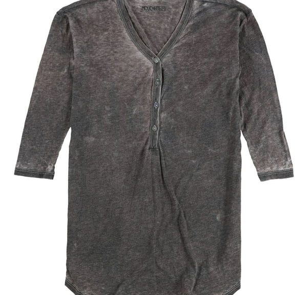 Mouchette Womens Burnout Henley Shirt, Grey, X-Small