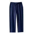 thumbnail image 2 of Loopsun Mens Pajama Pants, Men's Casual Solid Straight Pajama Full Length Pant with Pocket Navy,M, 2 of 4