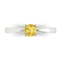 0.5 ctw Solitaire Anniversary Ring for Women | Round Cut Natural Citrine | Hyperallergenic Solid 18K White Gold