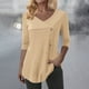 thumbnail image 2 of Blusa tipo túnica con cuello en V para mujer, manga larga, estampado geométrico, informal, de poliéster, con botones delanteros, para el hogar o la oficina, sopatenor, 2 of 9