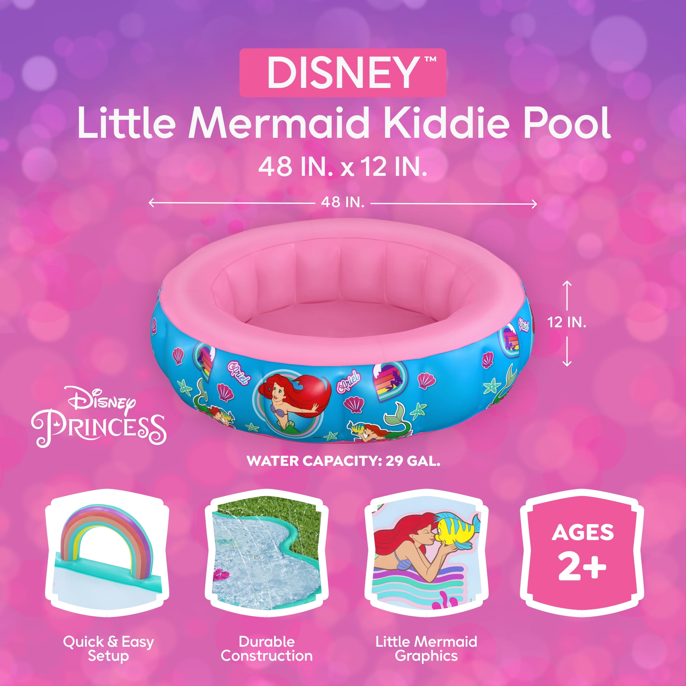 Disney Princess Little Mermaid Inflatable Above-Ground Kiddie Pool