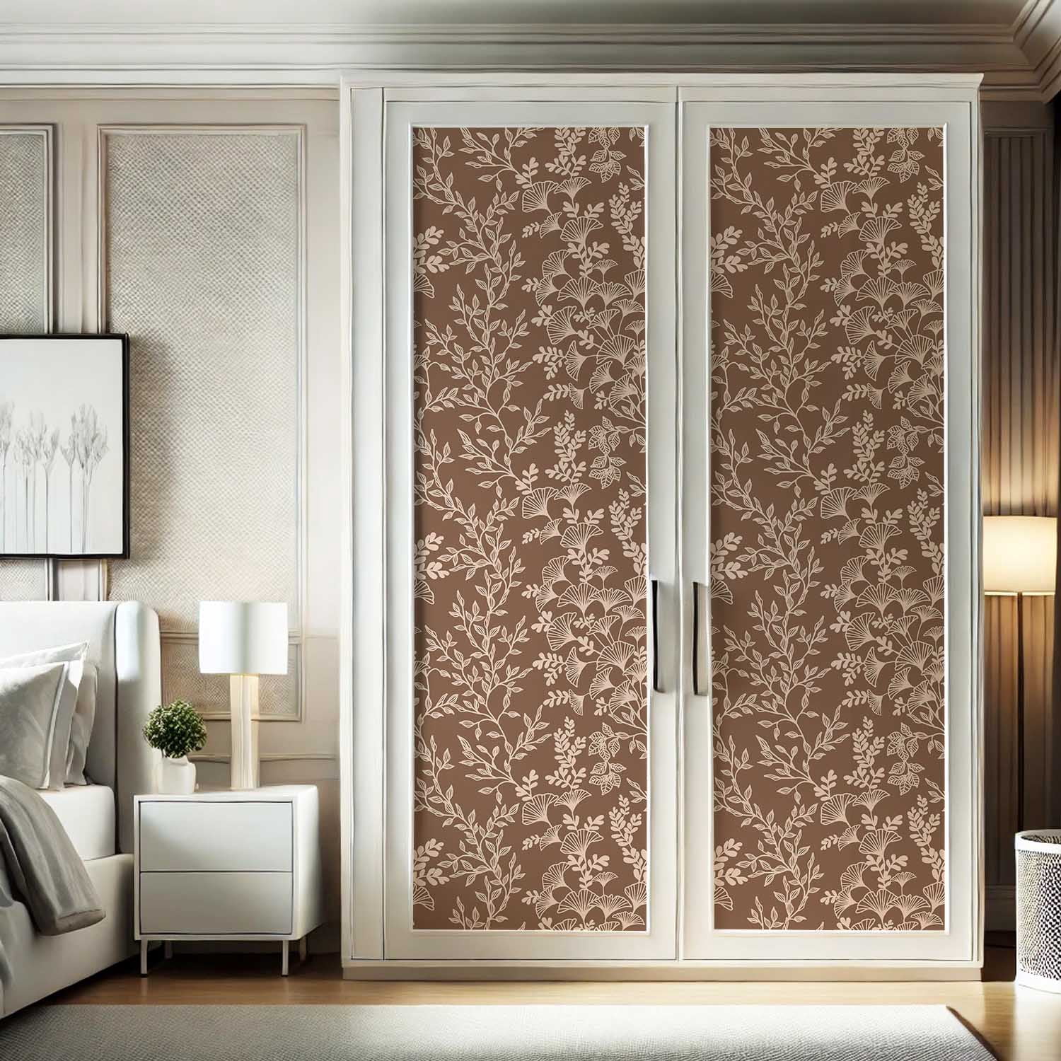 S4Sassy Peel and Stick Wall Covering, Botanical Branch Wallpaper Removable Wallwrap - Brown Instant Wall Mural for Bedroom, Bathroom, Laundry Room, Closet Interior (25"x240" inch)