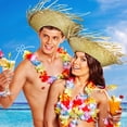 thumbnail image 4 of Sombrero Hercicy Hawaiian Luau Pava de Straw Hats, 10 unidades, para adultos, 4 of 6