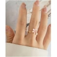 thumbnail image 3 of Dainty Flower Ring for Women Sparkling Cubic Zirconia Daisy Open Statement Rings Pearl Chic Engagement Promise Ring Wrap Finger Band, 3 of 5