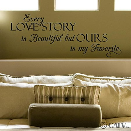 White Wall Control Transmitter - Every love story is beautiful, but ours is my favorite vinyl lettering wall decal sticker (Style A 12.5'H x 30'L, Black)
