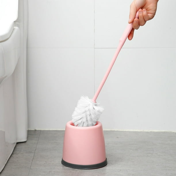 Cepillo de inodoro de esquina muerta Cepillo de limpieza de baño Inodoro Mango largo Montaje en pared Plástico Juego de cepillos de cerdas suaves con base Cepillo de inodoro con base