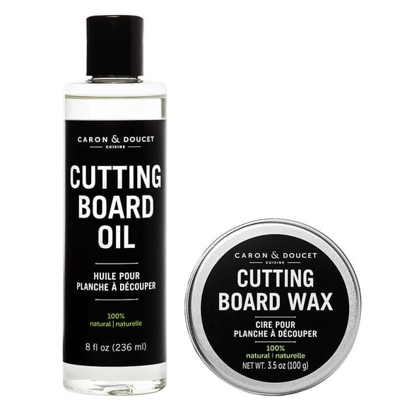 CARON & DOUCET - Cutting Board & Butcher Block Conditioning Oil & Wood Finishing Wax Bundle | 100% Plant-Based & Vegan, Best for Wood & Bamboo Conditioning & Sealing | Does NOT Contain Mineral Oil!
