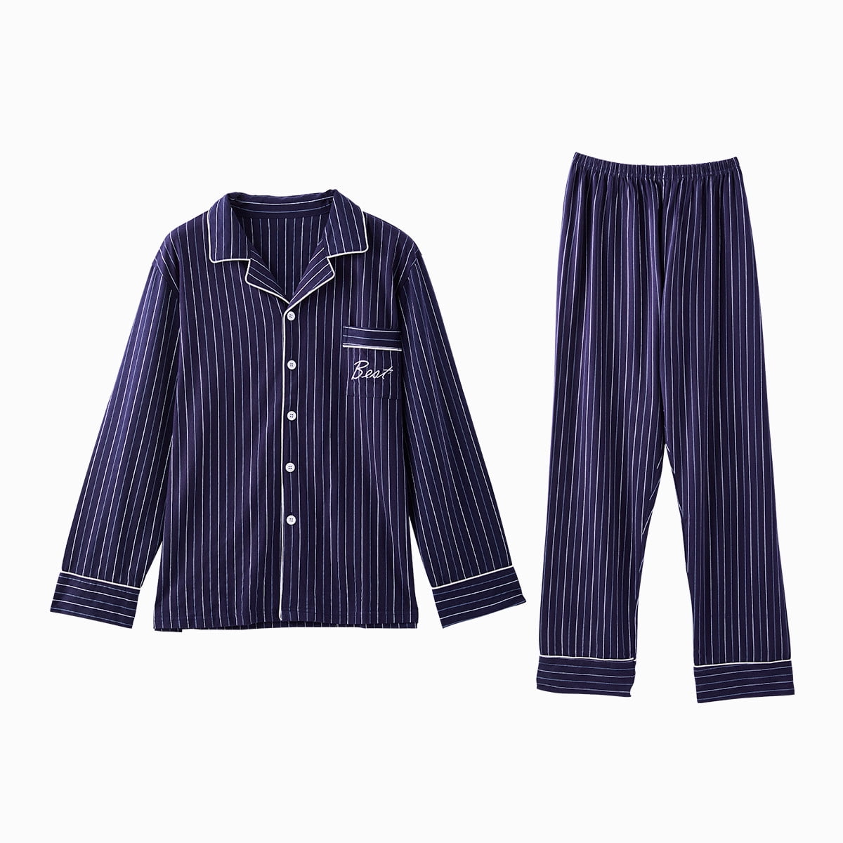 Men's Pajama Set Pyjamas, Button Down Long Sleeve Top & Pants Classical