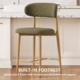 thumbnail image 5 of Bar Stools with Back Sets of 2, LEGAHOME 26"Counter Height Bar Stool, Modern Farmhouse Upholstered Bar Stool Chairs Set of 2 with Curved Back & Wood-Grain Metal Legs for 34"-39" Kitchen Island, Green, 5 of 7