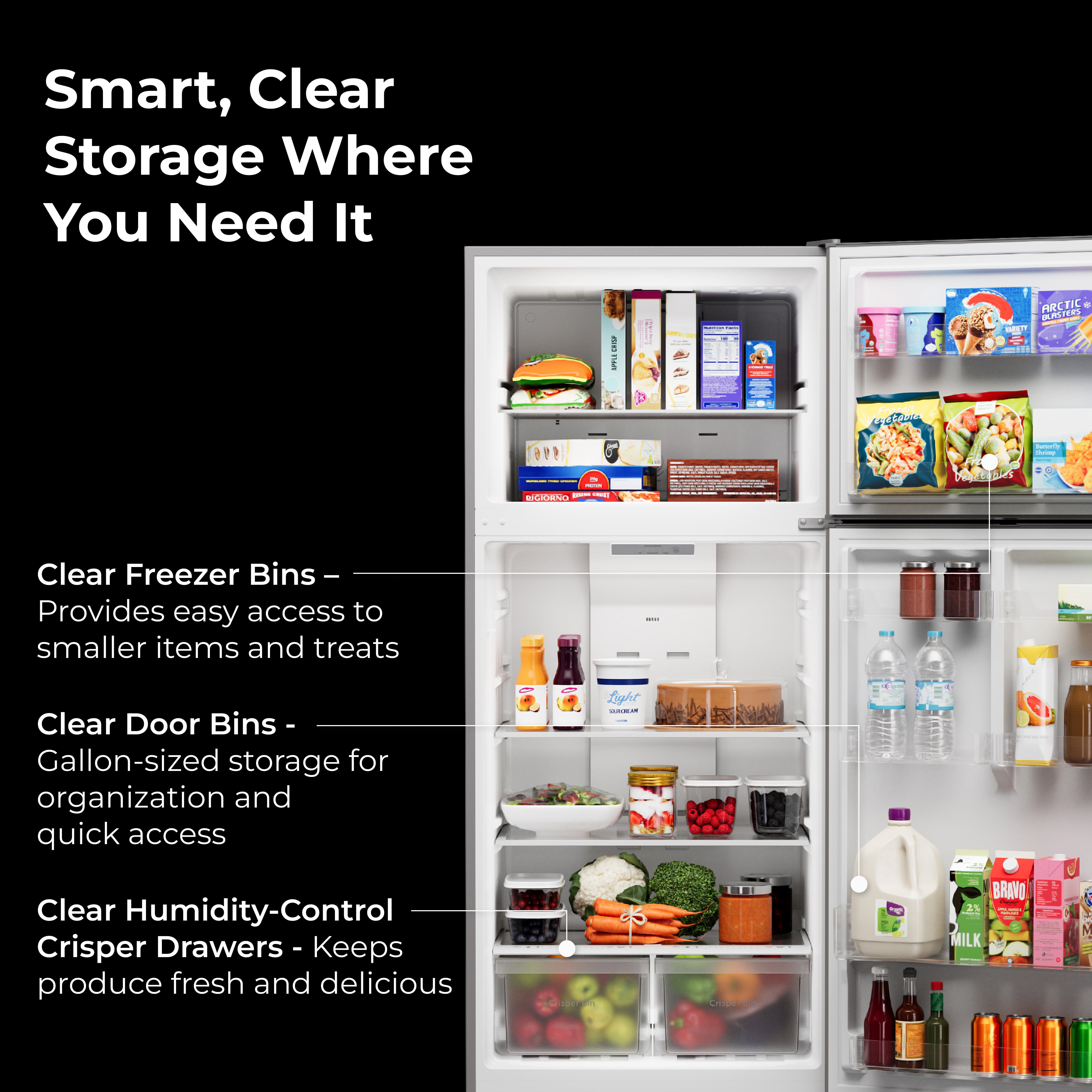 Kenmore 20.2 cu. ft. Top Freezer Refrigerator, Adjustable Glass Shelves, Metallic Steel