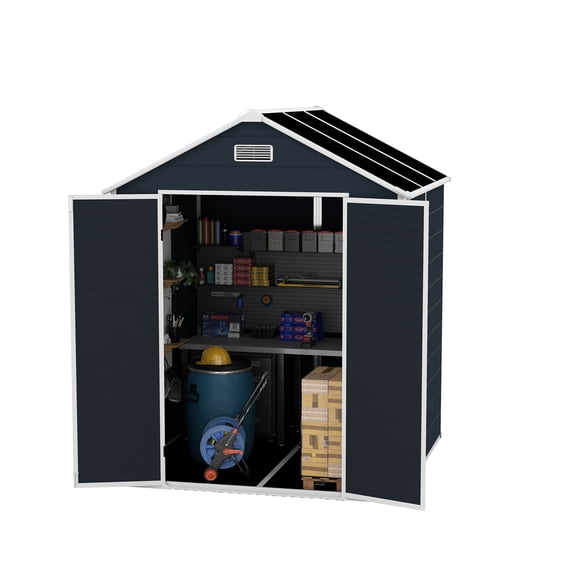 6x6 FT PP Resin Outdoor Storage - 12mm Reinforced Boards with HD Window, Waterproof & Rust-Proof Structure