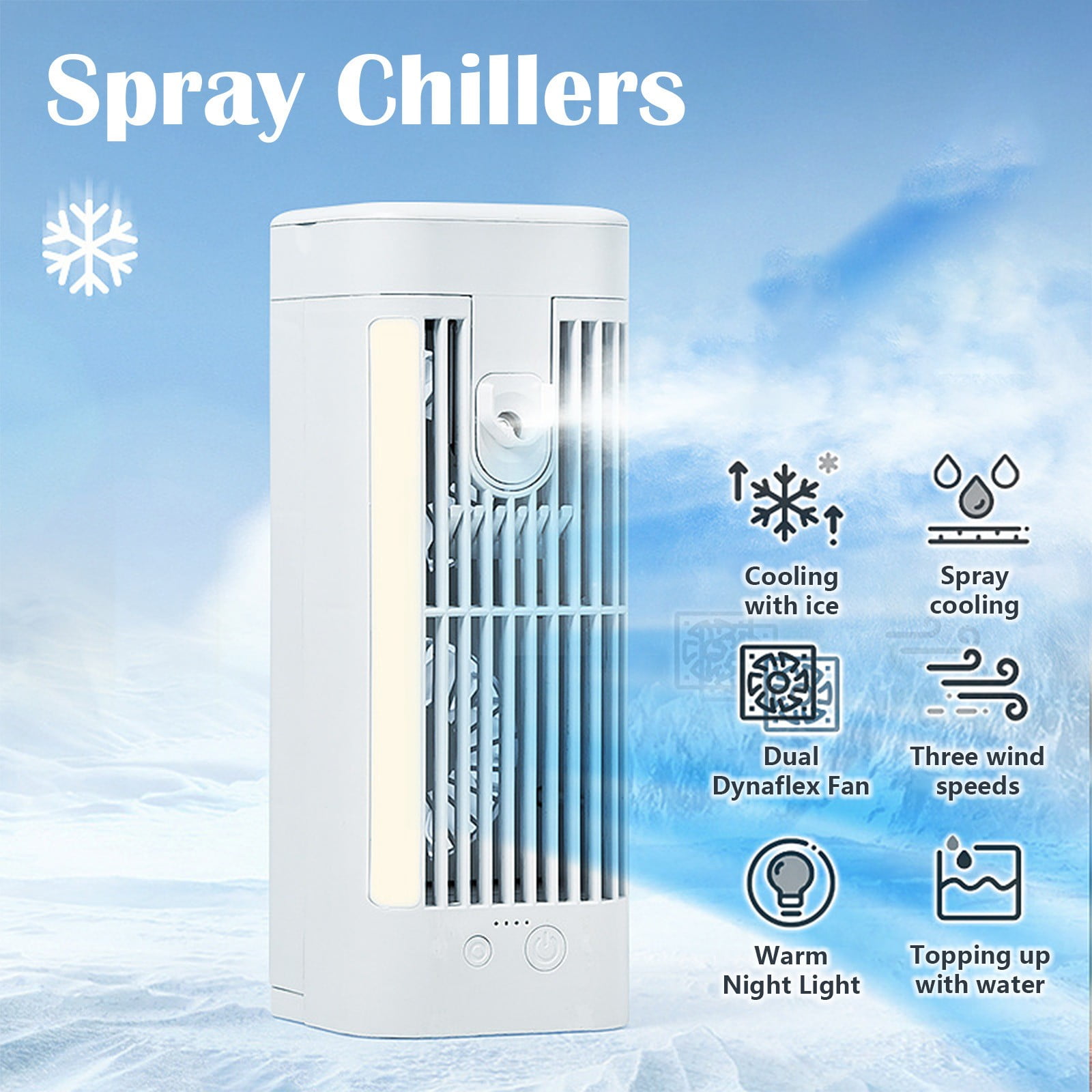Under 17 ﻿Air Conditioning Fan for Room Water Cool, Ice Water Air Conditioning for Room, Water Mist Fan Portable for Bedroom, Water Refill Air Conditioning Fan Chiller, Night Light Mistable Fan
