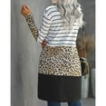 thumbnail image 4 of Mujeres manga larga abierto frente cardigan moda rayas impresión color bloqueo mujeres delgadas otoño cardigans leopardo impresión M, 4 of 6