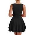 thumbnail image 2 of Women's Ruffle Hem Boat Neck Mini Dress Sleeveless Ruched Corset Short Party Dresses, 2 of 5