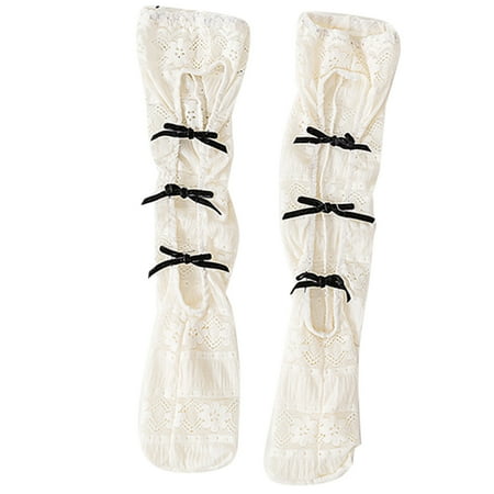 

CHOMOEN Women Lolita Sweet Floral Lace Calf Socks Hollow Out Front Kawaii Bow Hosiery