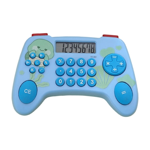 Blue Gamepad Style Calculator Handheld Digital Arithmetic Calculator With 8 Digit Lcd Display Portable Student Exam Tool 4.49X3.15 Inches 0.14 Lb