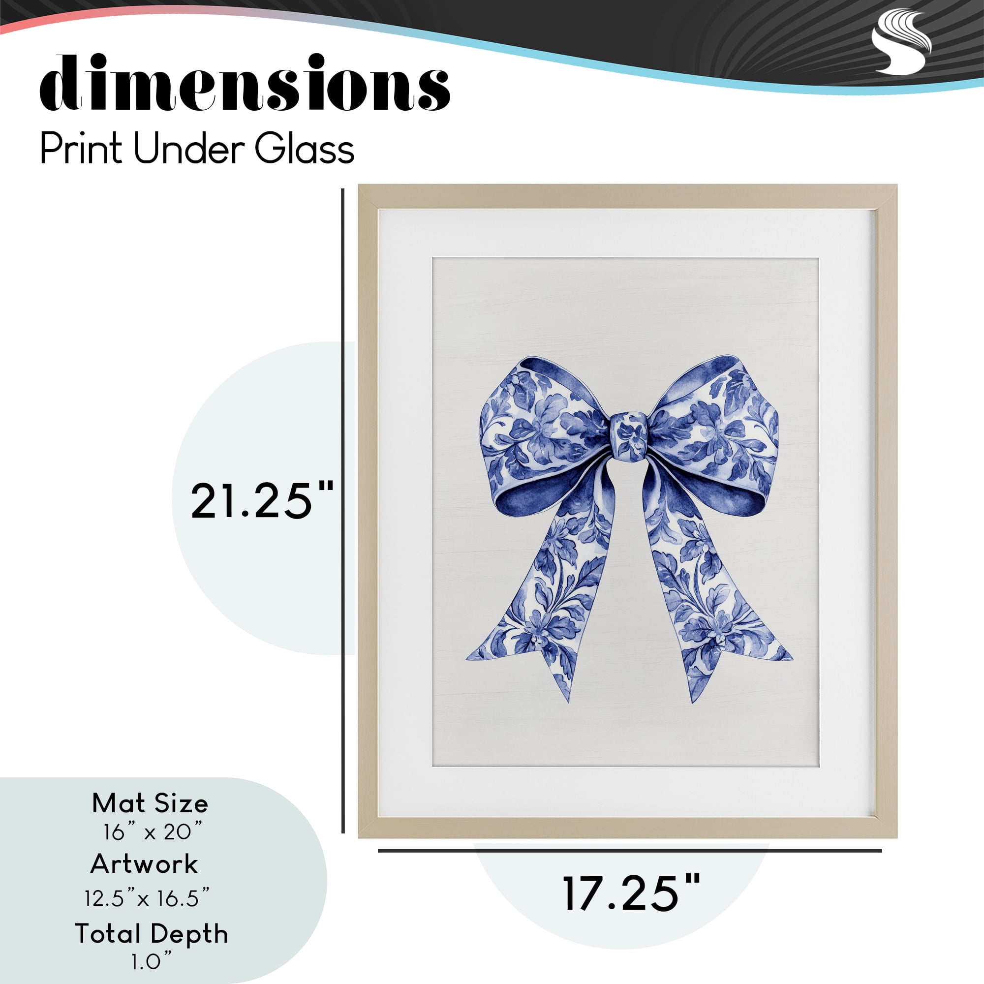 Vintage Toile Flower Ribbon Birch Framed Print Under Glass, design by Lettered and Lined