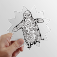 thumbnail image 1 of Cute Clumsy Penguin Animal Portrait Sketch Sun Vinyl Sticker Luggage Graffiti Flower Decal, 1 of 3