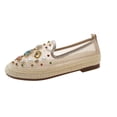 thumbnail image 2 of Samdudou Flat Shoes for Women Closed Toe Slip On Loafers Transparent Mesh Upper Highly Embellished with Sparkling Rhinestones and Faux Pearls Statement Footwear, 2 of 8