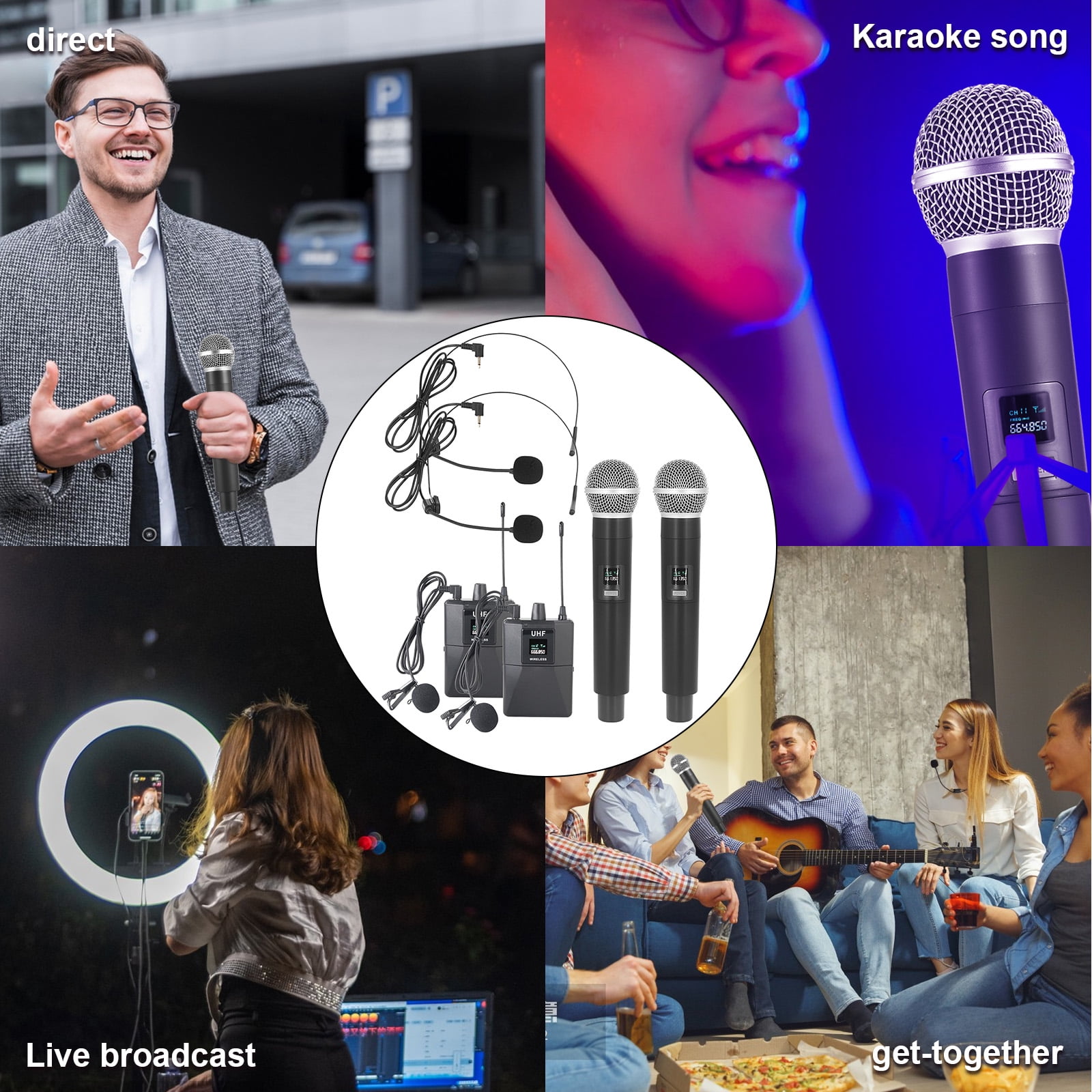 Wireless microphones,And Lavalier Party Church Dj Ktv Party Church Dj Mic Handheld Professional Uhf Mic Dj Ktv Set Headworn And Dual With Headworn Handheld Dual With Huiop Hxber