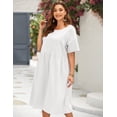 thumbnail image 3 of Zeagoo Plus Size Sundress Short Sleeve for Women Summer Cotton Dresses Casual Loose Pockets Long Dress, 3 of 6