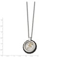 thumbnail image 2 of Primal Steel Stainless Steel Brushed and Polished Yellow IP-plated with Cubic Zirconia and Leather 22-inch Necklace, 2 of 6