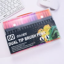 Large Capacity Dual Tip Watercolor Marker Pen Set | Washable Non-Staining Multicolor | Brush & Fine Tip | 12/24/36/48/60 Colors | 16cm | Portable Case | Art Sketch Paint Doodle