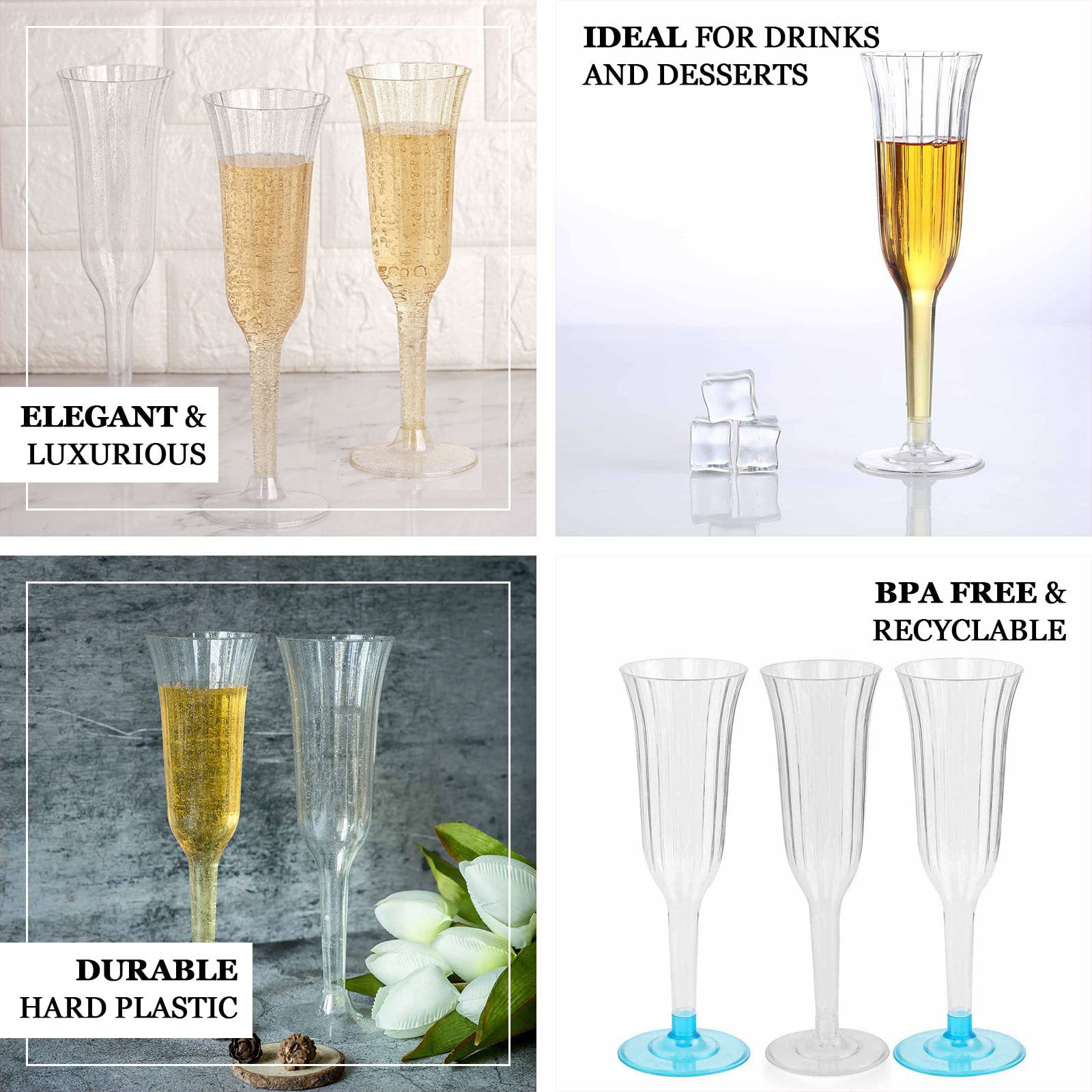 Dropship Oval Halo Plastic Champagne Flutes Set Of 4 (4oz), Unbreakable Mimosa  Glasses Plastic Champagne Glasses, Acrylic Wedding Champagne Flutes to Sell  Online at a Lower Price