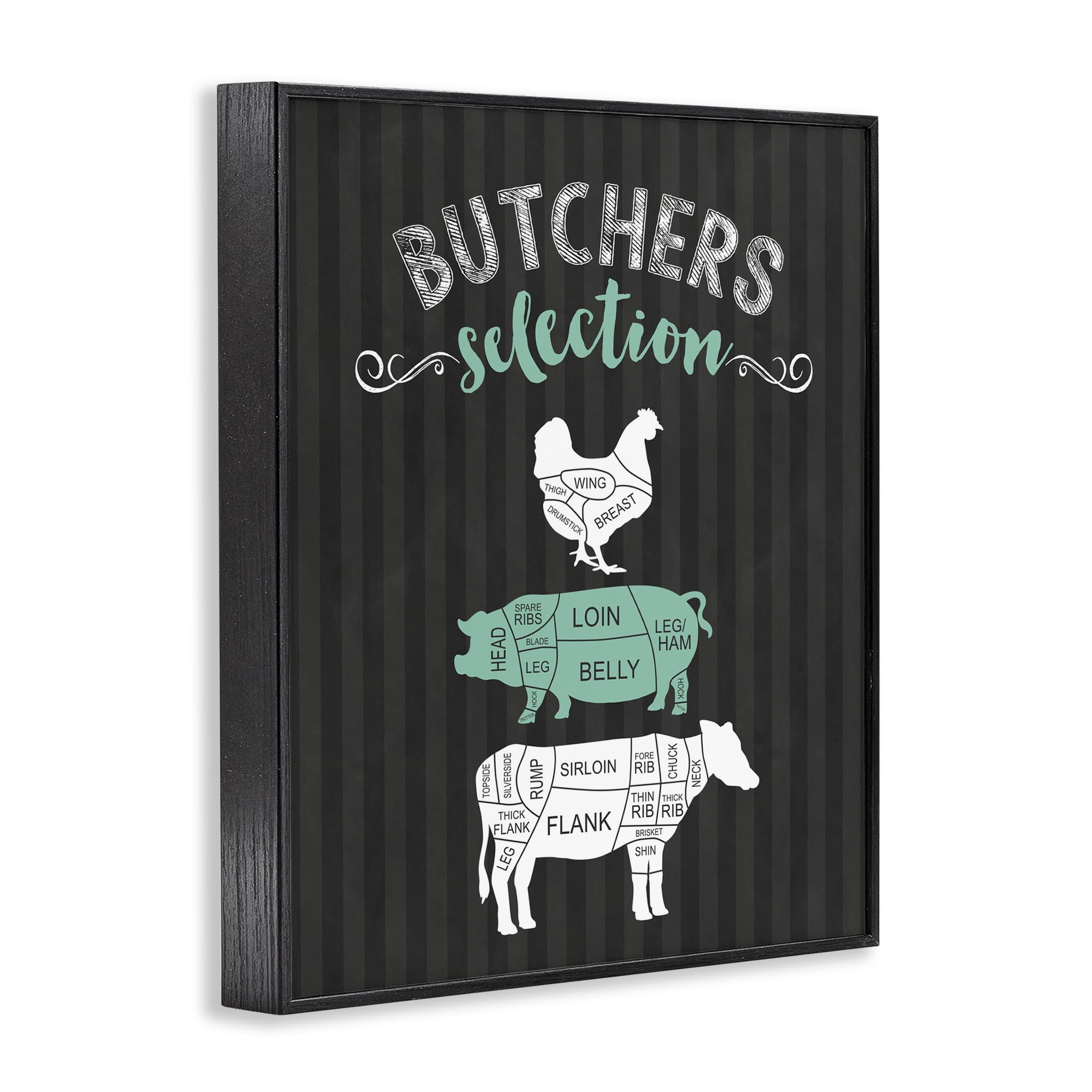 Butchers Selection Black & Green Black Framed Giclee Art, design by Lettered and Lined