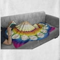 thumbnail image 6 of Yoga Soft Flannel Fleece Blanket, Yogi in the Lotus Posture and Exercises in Several Positions Surya Namaskar Vitality, Cozy Plush for Indoor and Outdoor Use, 70" x 90", Multicolor, by Ambesonne, 6 of 6