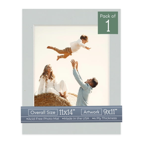 Gray Picture Frame Mat for 11x14 Frames - Fits 9x11 Photos - 1 Mat