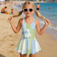 thumbnail image 3 of Tutolipy Floral Speckle Patchwork Design Sleeveless Bathing Suit, Comes with Lining Sleeveless Swim Dress for Girls, Casual for Summer, Size 5-6 Years, 3 of 8