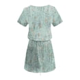 thumbnail image 3 of Mini Vestido de Verano Color Sólido Cuello en V Manga Corta Vestido de Becerro Medio, Vestido Corto de Verano, 3 of 5
