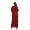 thumbnail image 5 of Beautybatik Maroon Women Solid Caftan Kaftan Loungewear Maxi Plus Size Long Loose Dress XL, 5 of 6