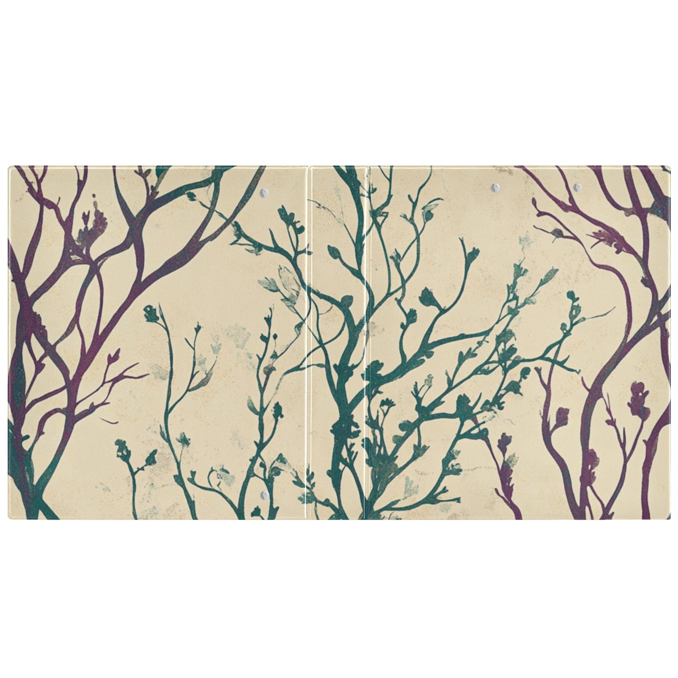 Winter Herbs Green Purple 3 Ring Binders 1.5 inch Hardcover File Folders with Interior Pockets A4 Size Organizer for School Office Hospital