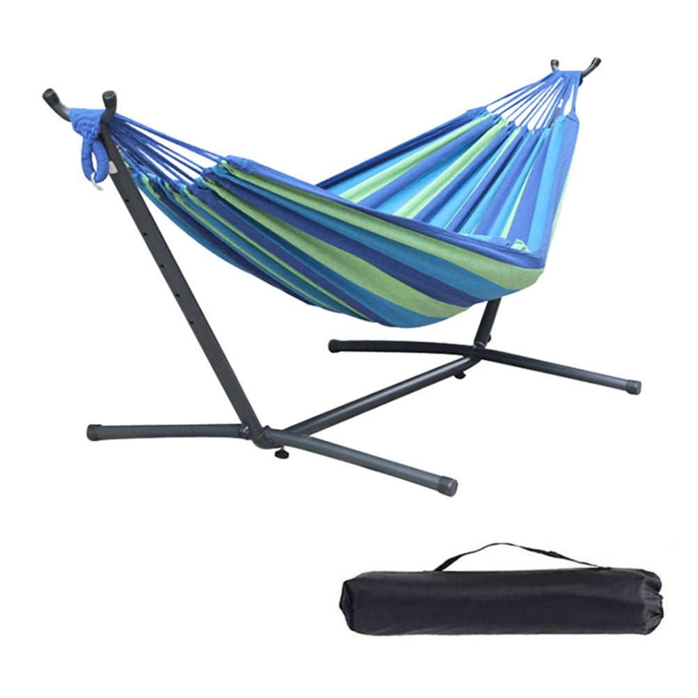 Double Hammock /w Space Saving Steel Stand and Portable Carrying Case Patio 