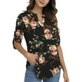 thumbnail image 2 of Traleubie Plus Size Floral Tunic Tops for Womens 3/4 Roll Sleeve V Neck Blouses Long Sleeve Shirts of Female, 2 of 7