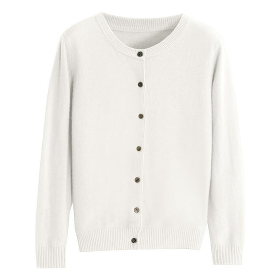 Women's Cardigan Womens Basic Crew Neck Long Sleeve Button Down Cardigan