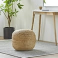 thumbnail image 3 of Kaumakani Natural Wicker Jute Round Pouf - Ottoman Style Braided Woven Foot Stool - Natural Fiber Round Cylinder Ottoman - 100% Polybead Fill - Beige, Brown- 19.75" x 16, 3 of 7