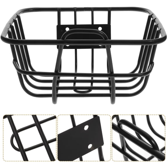 Milisten Iron Bike Basket Sturdy Black for Handlebar Large Capacity Easy Install