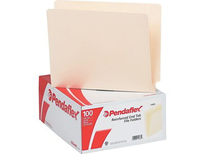 Pendaflex 11035 Laminated Spine Folders,End Tab,11 Pt Manila Letter,100/BX