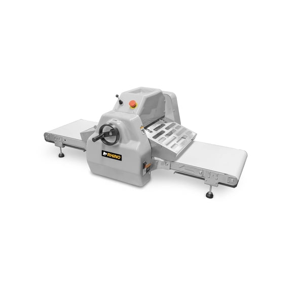 Laminadora de Masa de Mesa Rhino, con Bandas Reversibles, Laminado Preciso y Uniforme, Apertura de Rodillo 0–25 mm, Potencia 375 W, con Paro de Emergencia, LAMBA-169M